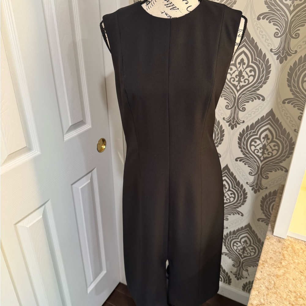 Banana Republic Black Sleeveless Dress with front slit. Size 6 - Picture 3 of 4